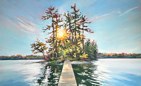 "Hidden Gem" - Hardy Lake island painting - 48"Wx30"H