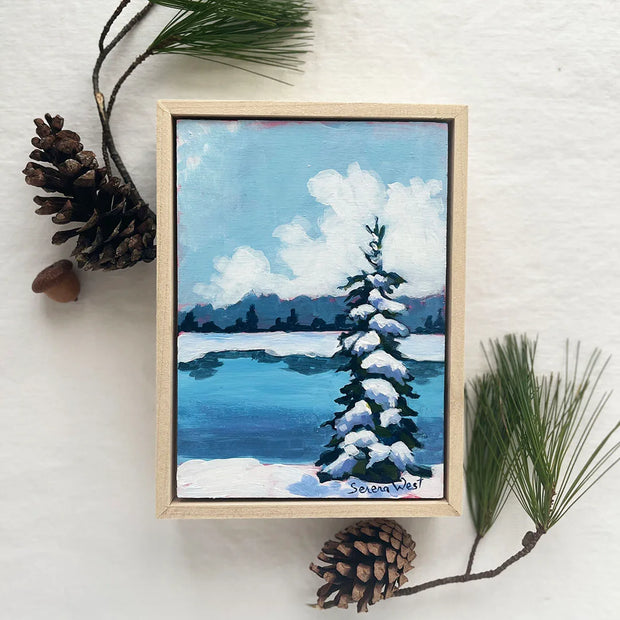 "after the storm" - 5x7 - a framed winter landscape painting