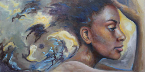 Beautiful portrait painting of a black woman