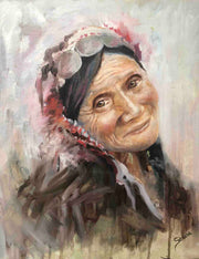 Oil portrait painting of a mature woman by portrait artist Serena West.