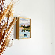 Canadian landscape painting in solid wood frame