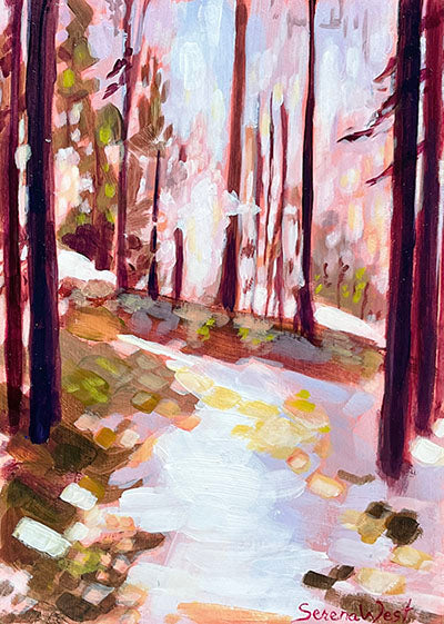 abstract landscape painting of trees in forest